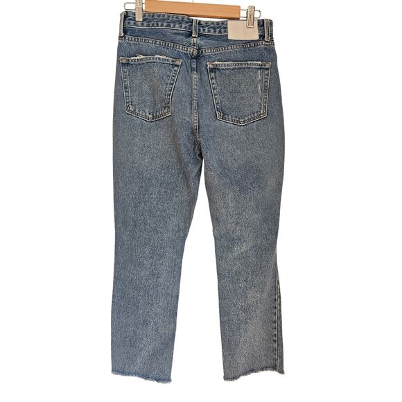 GRLFRND JEANS The Karolina High Rise Distressed Straight Crop Denim Jeans Sz 28 - Picture 3 of 11